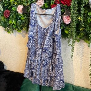 Blue Paisley Tiered Sleeveless Top